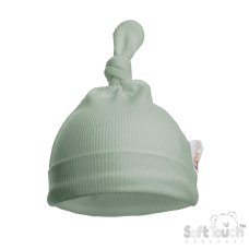 H4500-SG: Sage Ribbed Knot Hat (0-6 Months)